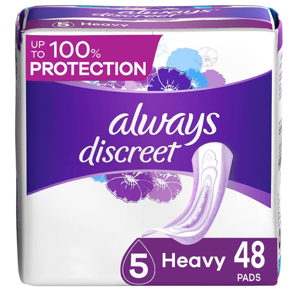 Always Discreet Incontinence Pads Heavy Absorbency 48ct Fragrance-Free Modern - Picture 1 of 2